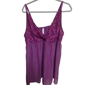 Cacique NWOT Purple‎ Lace Babydoll Lingerie Set Plus Size 22/24